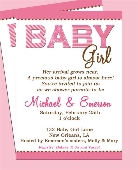 Baby Shower Invitation Wording For A Girl Beeshower