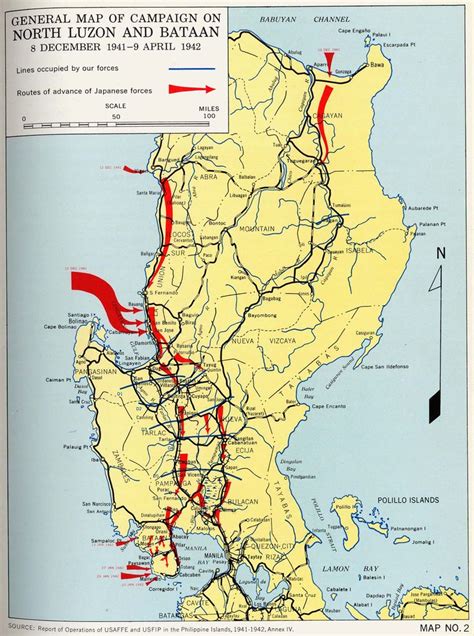 General Map Of Campaign On North Luzon And Bataan 8 Dec 1941 9 Apr