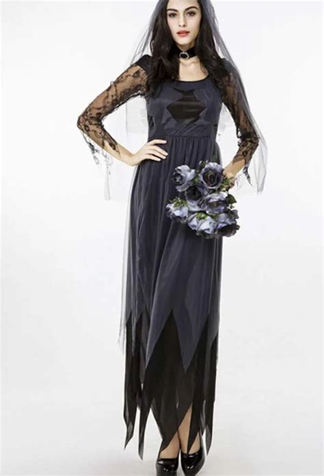New Arrival Sexy Women Lace The Corpse Bride Ghost Bride Cosplay Costume Clothing For Halloween