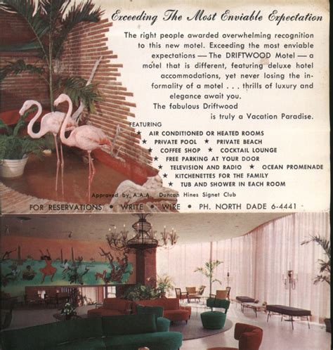 The Driftwood Motel Miami Beach Fl Large Format Postcard