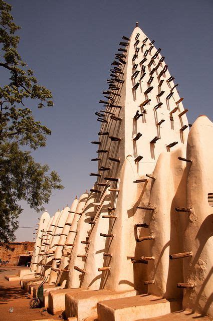 The Bobo Dioulasso Mud Mosque Burkina Faso Built Using Mud And Tree
