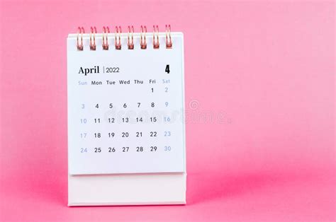 April 2022 Desk Calendar On Pink Stock Image Image Of Design English