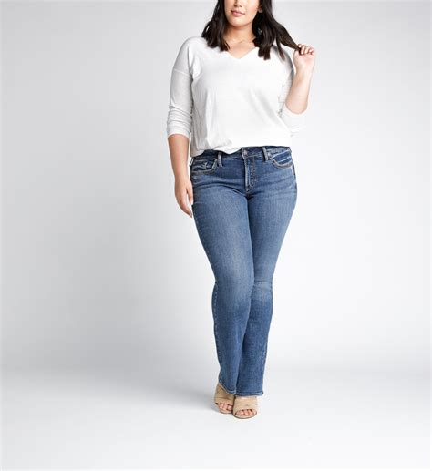 Suki Mid Rise Slim Bootcut Jeans Plus Size Silver Jeans Us
