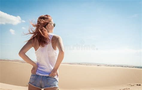 Beautiful Woman In Sand Dunes Stock Image Image Of People Female