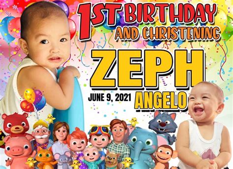 Cocomelon Birthday And Christening Layout Invitation And Tarpaulin