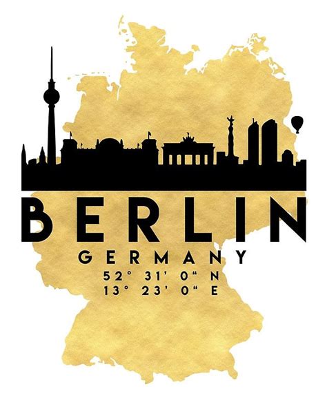 Berlin Germany Silhouette Skyline Map Art Photographic Print By