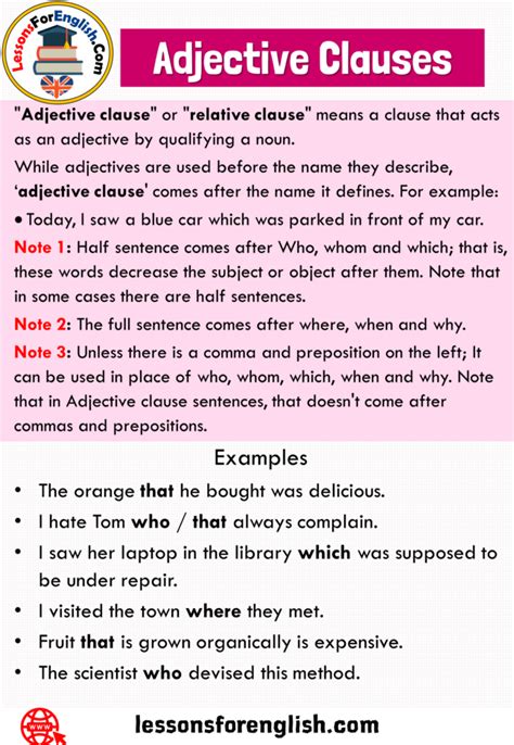 Adjective Clauses Definition And 7 Example Sentences Lessons For English