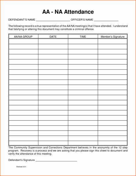 Aa Attendance Sheet Printable Customize And Print