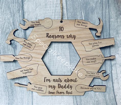 Wooden 10 Reasons Why I Love You Fathers Day Star Grandad Etsy Uk