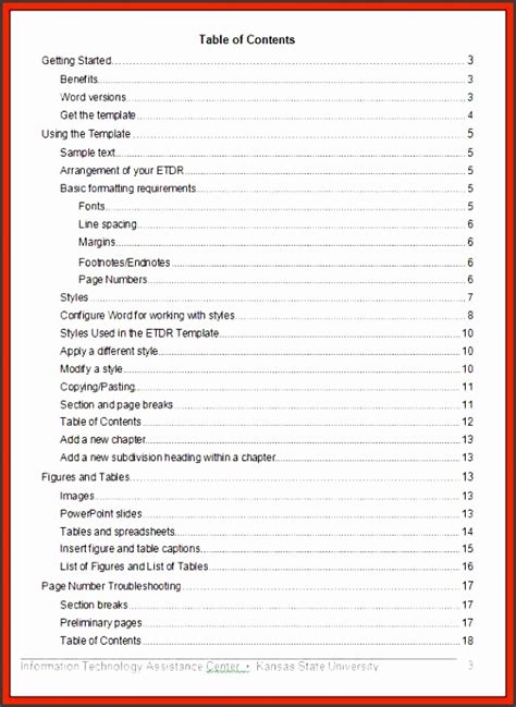 9 Table Of Contents Template In Word Sampletemplatess Sampletemplatess