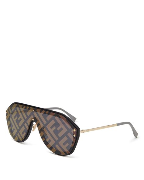 Fendi Women S Logo Print Shield Sunglasses Lyst