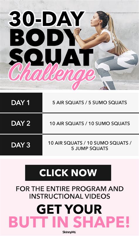 30 Day Body Squat Challenge Body Squats Squat Challenge Challenges