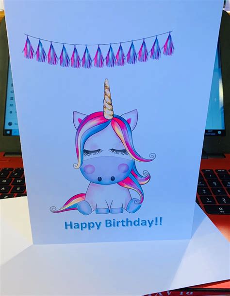 Unicorn Birthday Card Girl Birthday Card Unicorn Card Unicorn