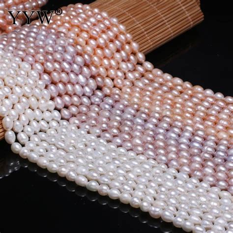 Cultured Rice Freshwater Pearl Beads Round Beads Size About Mm For