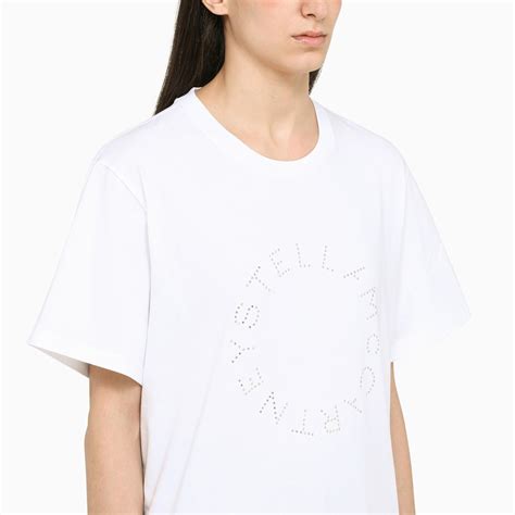 Stella Mccartney White T Shirt With Diamond Logo Thedoublef