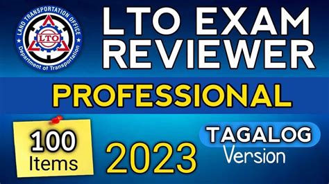 Lto Exam Reviewer 2023 Professional Drivers License Exam Reviewer