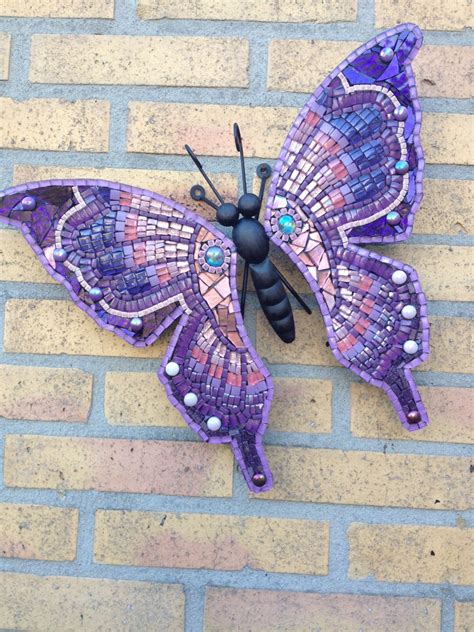 Glasmozaiek Vlinder Metaal Mozaiek Butterfly Mosaic Mosaic Patterns