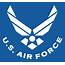 Air Force Symbol Curved Text White With Blue Background