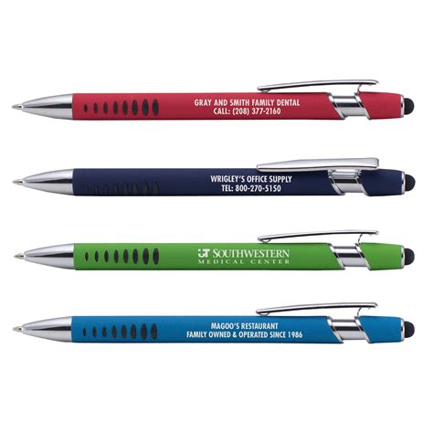 Promotional Bright Soft Touch Alpha Stylus Pen With Ridge Grip