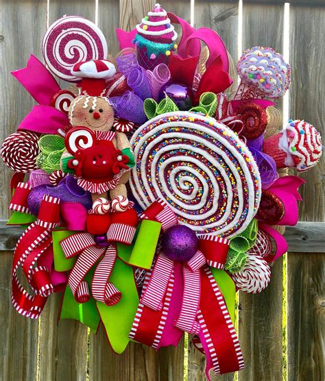 Holiday Decor CandyLand Wreath Candy Land Decor Valentines Etsy Christmas Wreaths Retro
