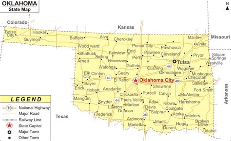 Oklahoma Map Map Of Oklahoma State Usa Ok Map