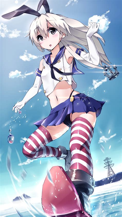 Wallpaper Illustration Long Hair Anime Girls Water Bunny Ears Stockings Cartoon Kantai