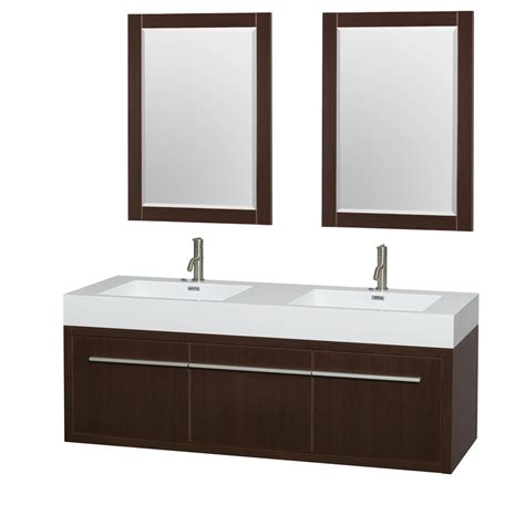 Our stylish designer wall hung vanity units provide a quintessential focal point for your bathroom. Axa 60" Wall-Mounted Double Bathroom Vanity Set With ...