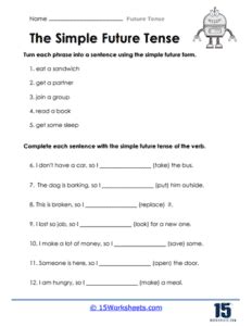 Future Tense Worksheets Worksheets