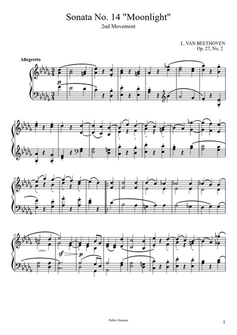 The first movement, in c♯ minor, is written in an approximate truncated sonata form. Music Sheet: Moonlight Sonata Second Movement Sheet Music