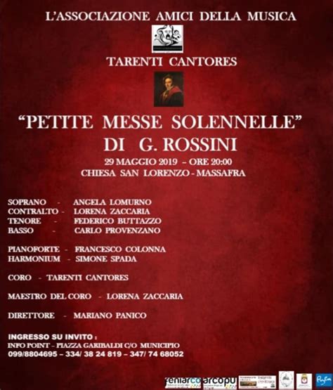 Petite Messe Solennelle Di Gioachino Rossini Massafra Il Tacco Di Bacco