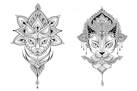Download Mandala cat. 2 vector tattoo designs ~ Illustrations ~ Creative Market