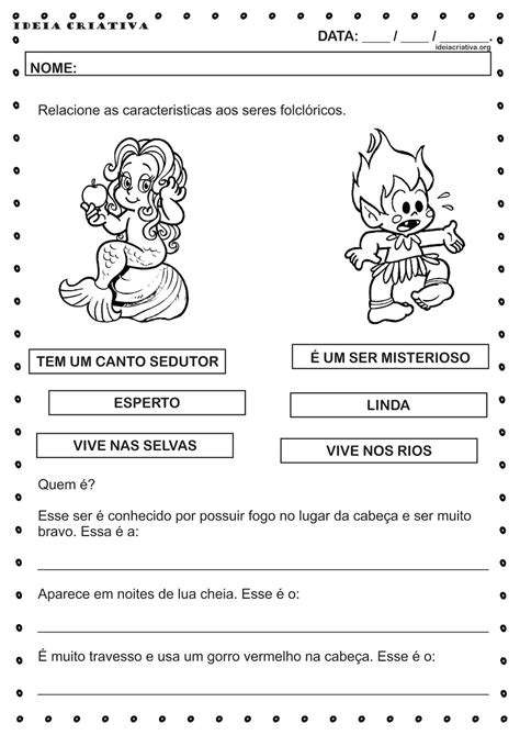 Atividades Sobre Folclore Brasileiro Ideias E Modelos Em Pdf