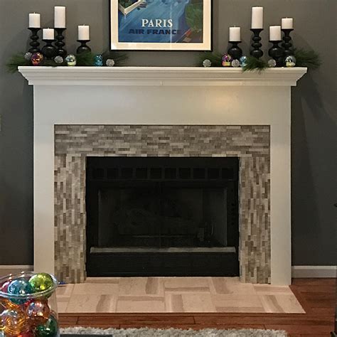 3d Polished Grey Brick Stone Tile Fireplace Surround Tilehub