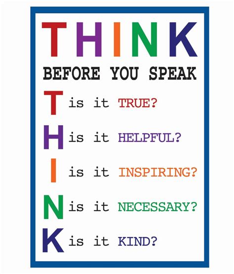 Printable Think Before You Speak Sign Instant Download Printable Images