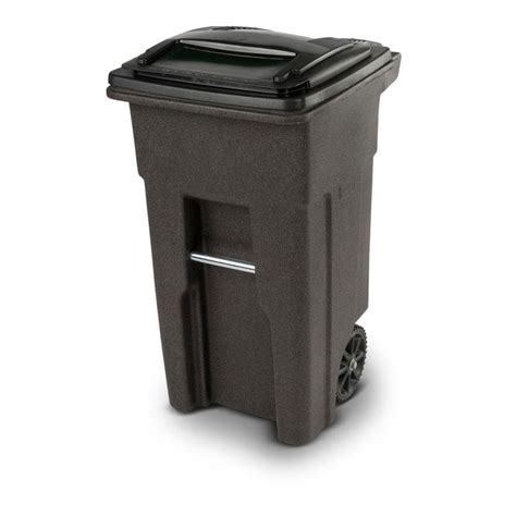 Toter 32 Gallon Brownstone Plastic Outdoor Wheeled Trash Can With Lid