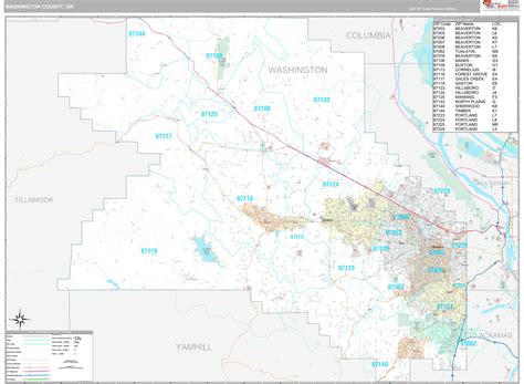 Washington County Or Wall Map Premium Style By Marketmaps Mapsales