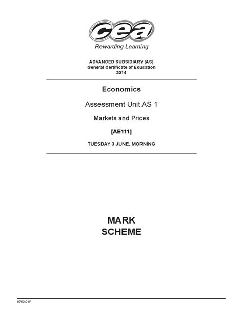 A2as Econ Past Papers Mark Schemes Standard Mayjune Series 2014 14423
