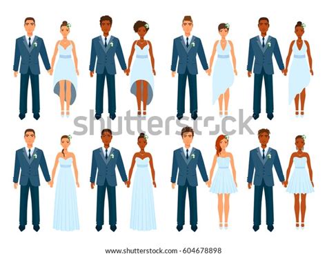 Couples Getting Married Bride Fiancee Hold Stock Vector Royalty Free 604678898 Shutterstock