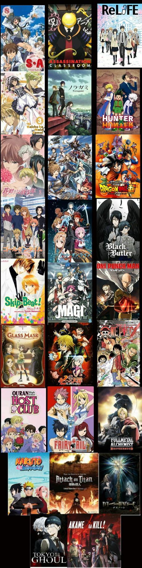 Many Different Anime Posters Are Shown Together