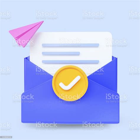3d Rendering Of An Open Letter Envelope Icon Approval And Verification