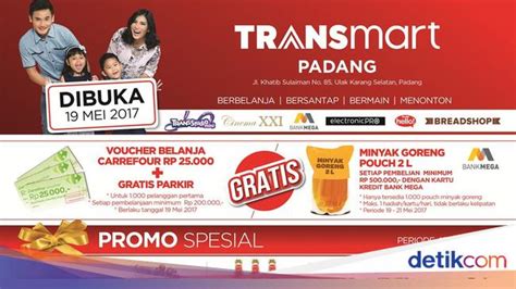 Film yang sedang tayang di transmart setiabudi xxi di antaranya film a quiet place part ii, wrath of man, kuyang the movie, cruella. Transmart Padang dan Transmart Carrefour Pekanbaru Dibuka ...