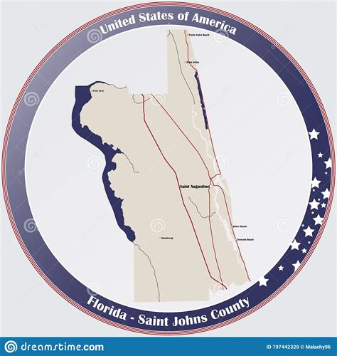 Map Of Saint Johns County In Florida Stock Vector Illustration Of