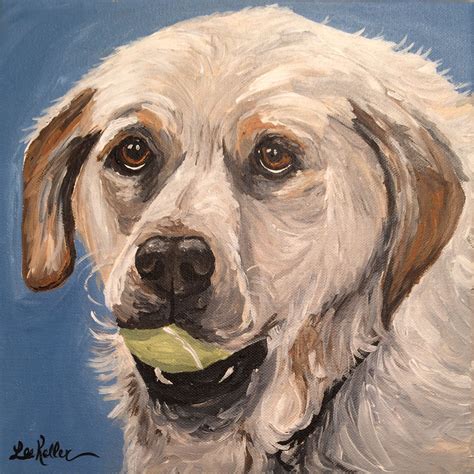 Yellow Lab With Ball Art Print From Original Painting Yellow Lab Art