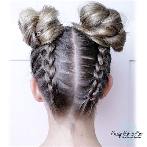 Use a hair donut to secure your bun on your crown. SPACE BUNS & UPSIDE DOWN BRAIDS!! - Pretty Hair is Fun ...