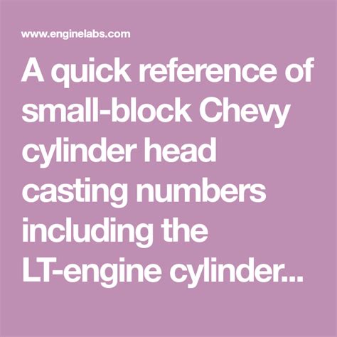 A Quick Reference Of Small Block Chevy Cylinder Head Casting Numbers