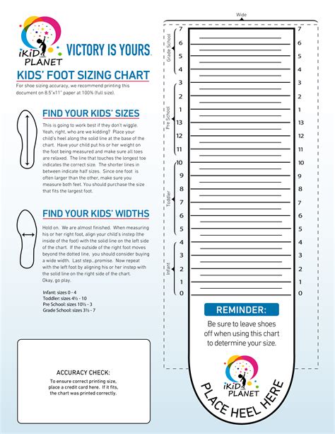 Kids Shoe Size Chart Printable Use Our Printable Size Chart And