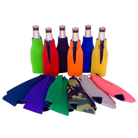 Blank Foam Zipper Beer Bottle Coolie Variety Color Packs Wholesale