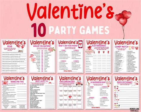 Valentines Game Bundle Valentines Day Party Games Fun Printable Games