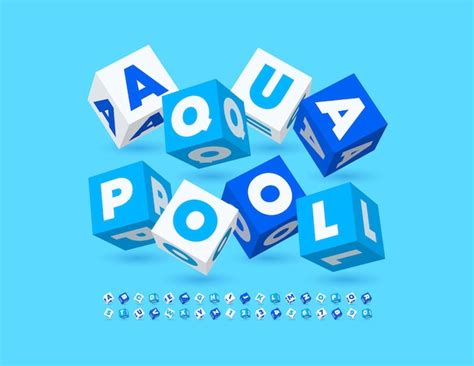 Premium Vector Vectors Blue Logo Aqua Pool Cubic Shape Font Funny