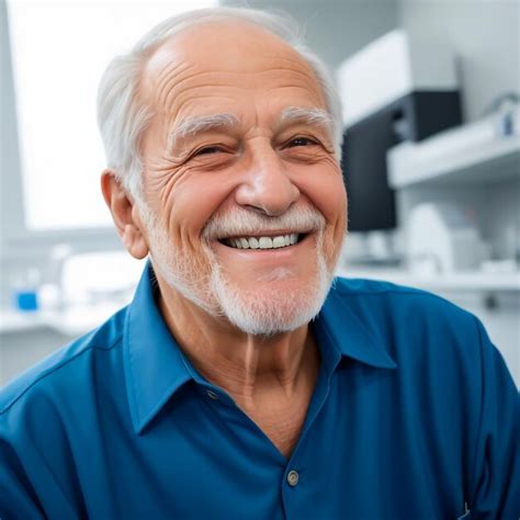Premium Ai Image A Portrait Of An Old Man Smiling In A Dental Clinic